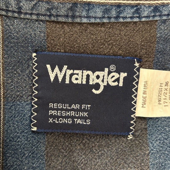 Vintage Wrangler USA Striped Brushpopper Western Rodeo Shirt Mens Size 17 1/2-36 - Picture 4 of 16